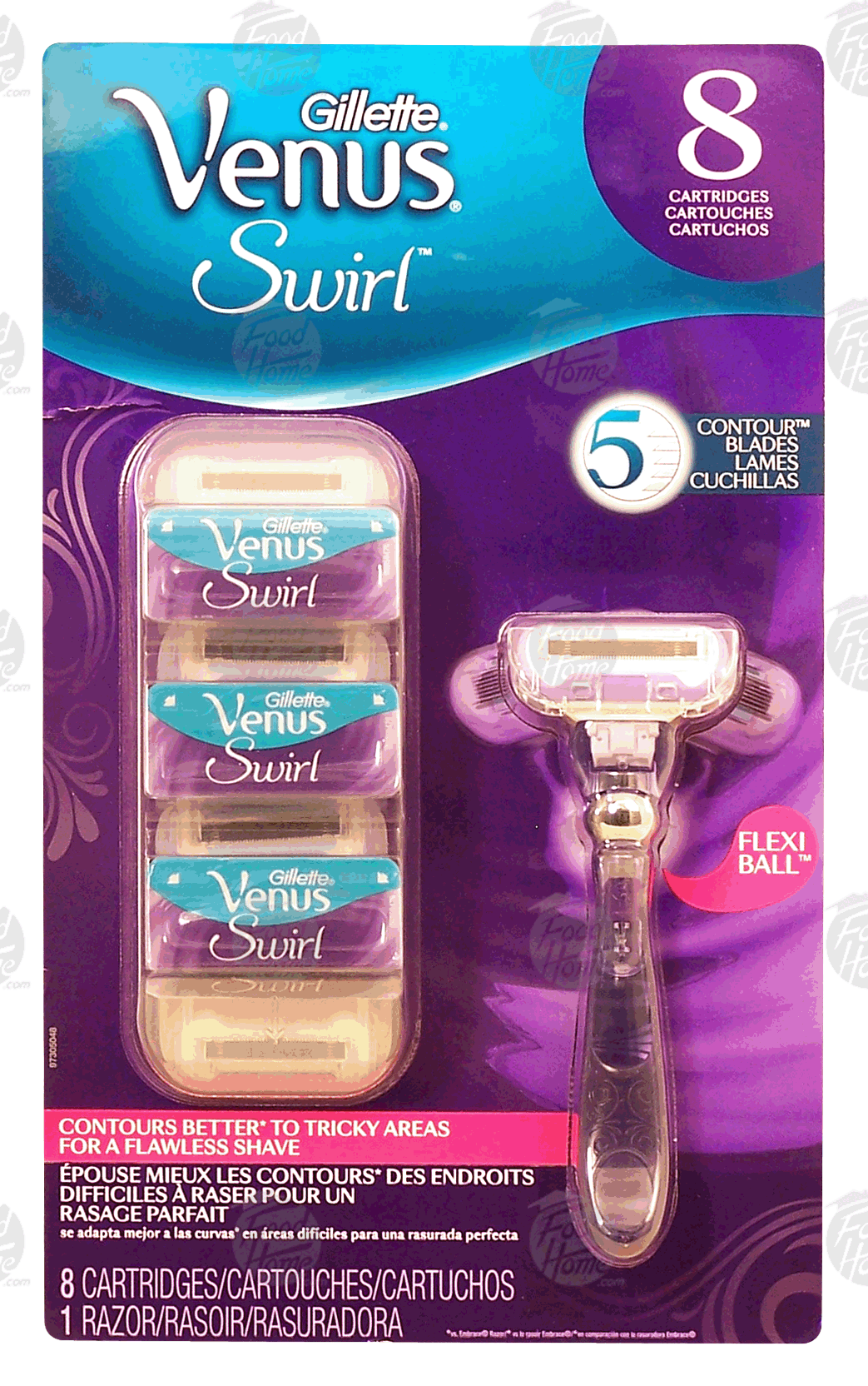 Gillette Venus Swirl; 8 refill cartridges, 1 razor with flexi ball Full-Size Picture